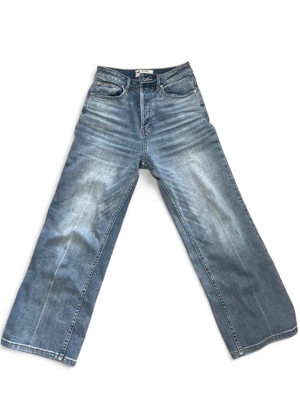 Free People high-waisted wide-leg cropped jeans